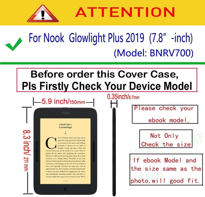 AFesar Case for Nook Glowlight Plus 7.8 Inch 2019 Release BNRV700 Model Protective Cover Shell Cases (Sky Blue, for Nook Glowlight Plus 7.8"-inch(Model:BNRV700)) - Image 2